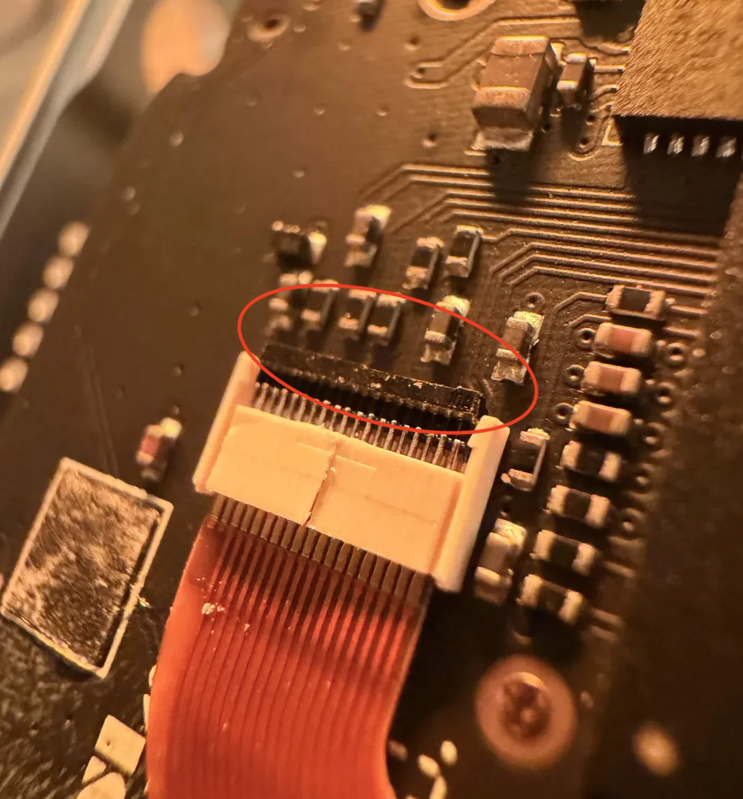 The FPC connector with the actuator area highlighted