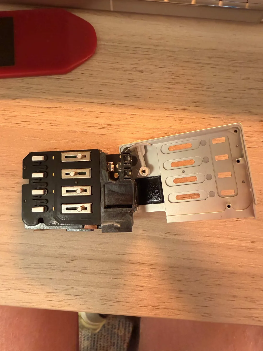 Front control plate and speaker bracket separated from the board